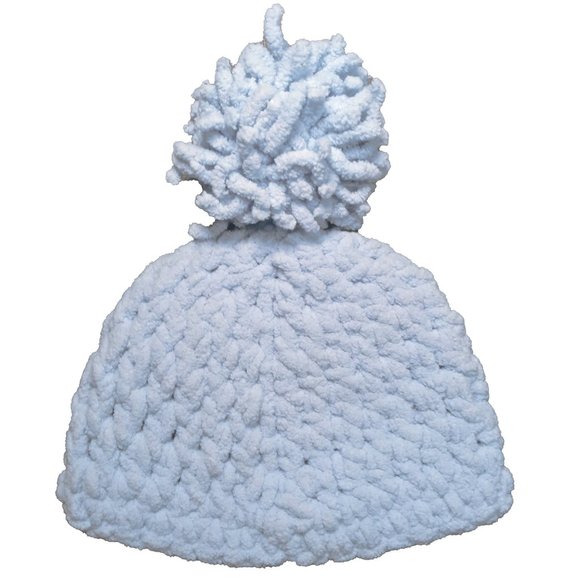 Light Blue Thick Winter Crochet Toque - Picture 2 of 2